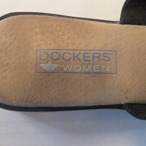Dockers Daytona Black Open Toe Leather Slide Slip On Comfort Sandal Size 6M - Picture 2 of 8